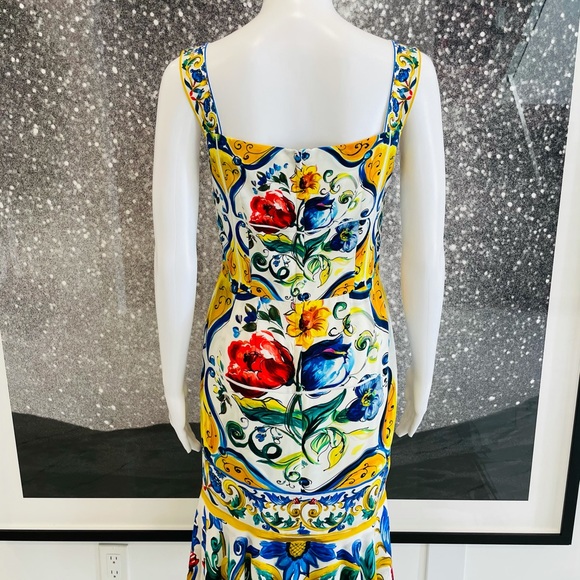SOLD - Dolce & Gabbana Majolica Tile Print Dress - Picture 5 of 13